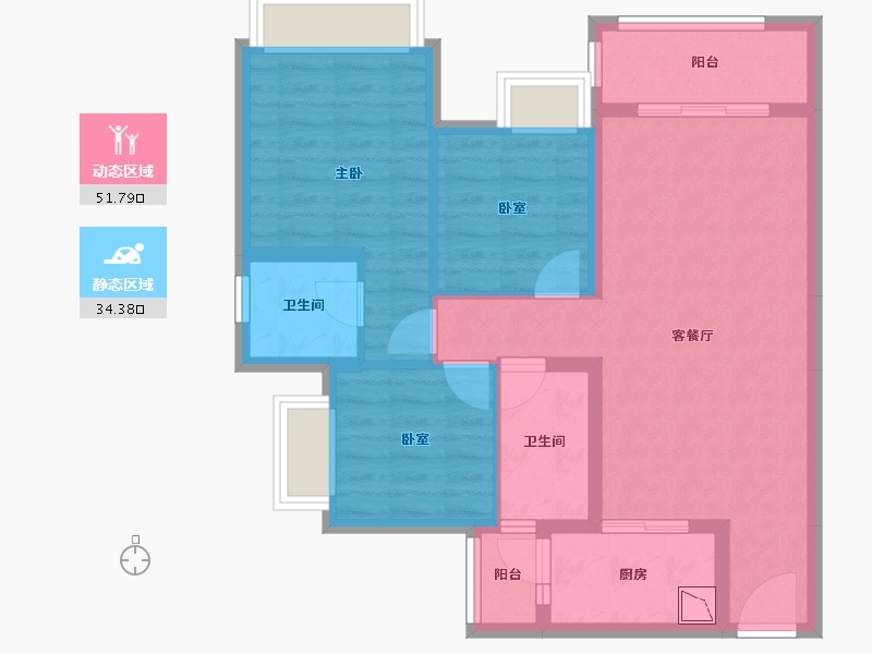 四川省-成都市-成发紫悦府-75.99-户型库-动静分区