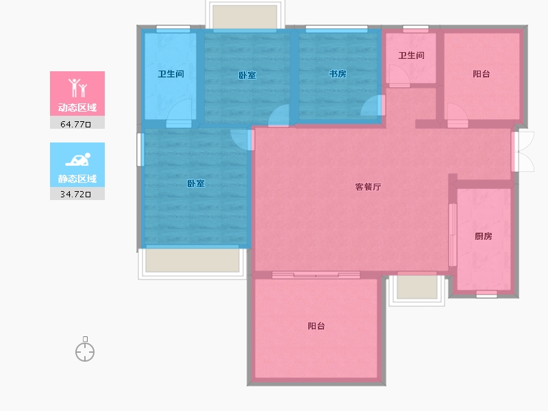 贵州省-贵阳市-贵阳经开吾悦广场-88.41-户型库-动静分区