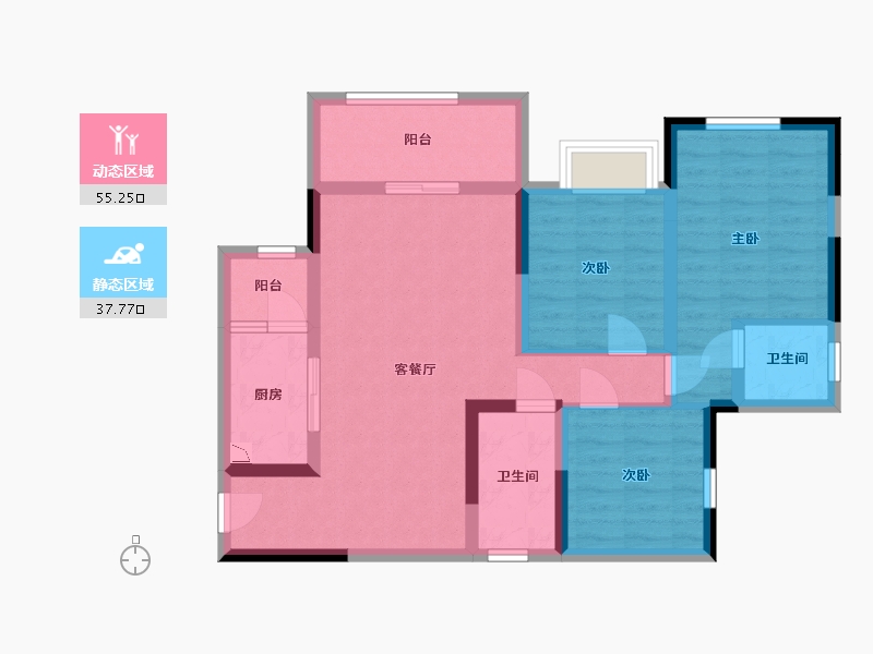 四川省-宜宾市-江畔华府-81.69-户型库-动静分区