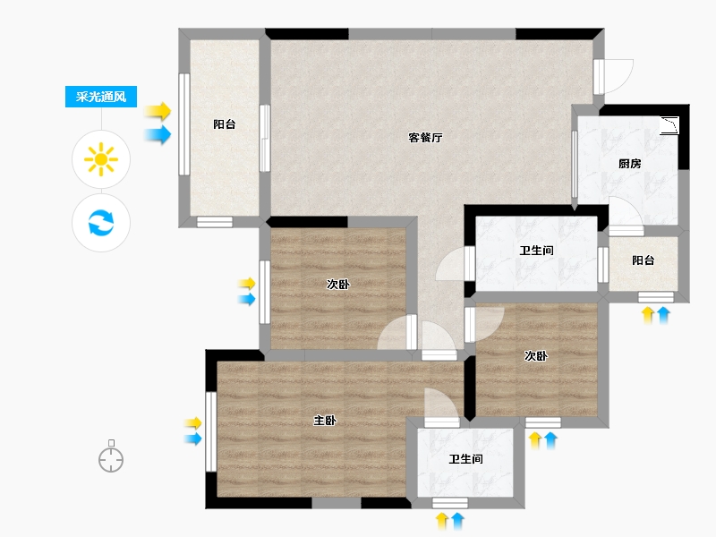 四川省-宜宾市-江畔华府-83.49-户型库-采光通风