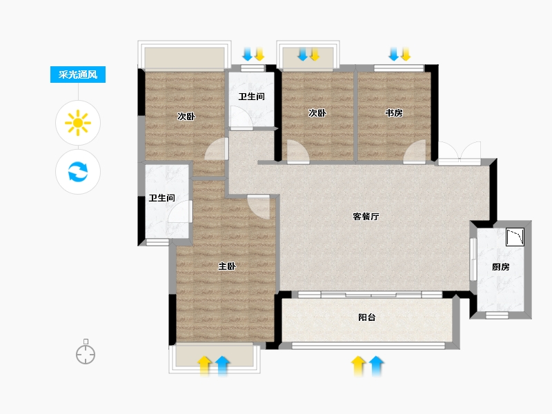 四川省-成都市-金科集美天宸-100.96-户型库-采光通风