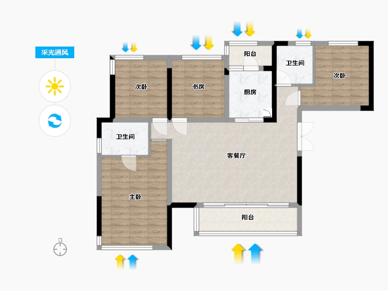 四川省-成都市-花样年大溪谷-99.49-户型库-采光通风