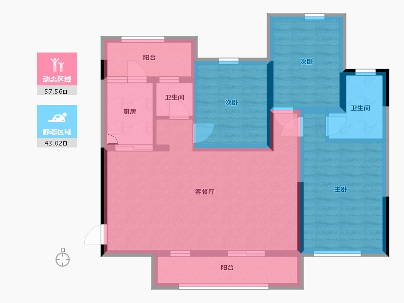 四川省-宜宾市-港腾龙栖湾-88.83-户型库-动静分区