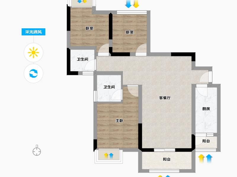 四川省-成都市-自在轩住宅-73.33-户型库-采光通风