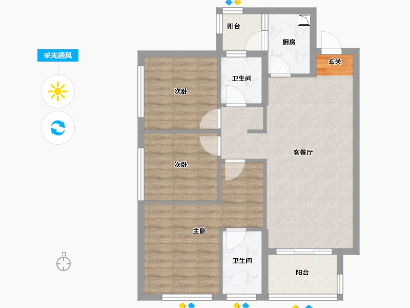 四川省-成都市-万科时光润园-77.74-户型库-采光通风