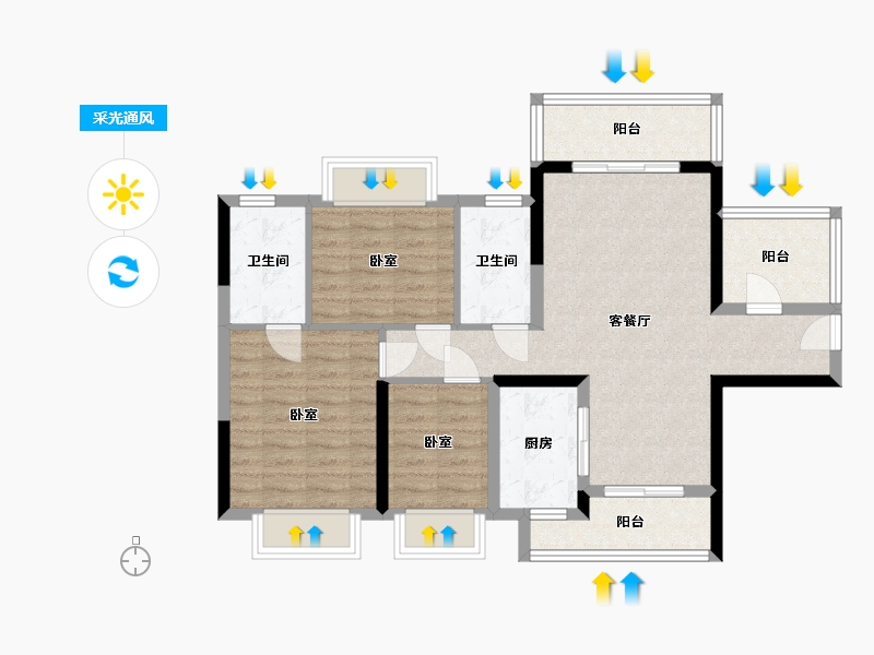 四川省-德阳市-敏捷东樾府-85.00-户型库-采光通风