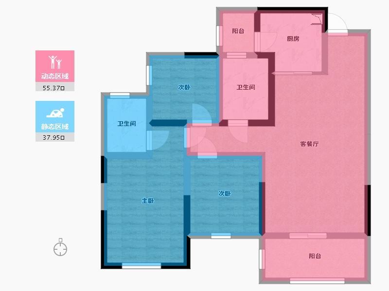 四川省-宜宾市-江畔华府-81.49-户型库-动静分区