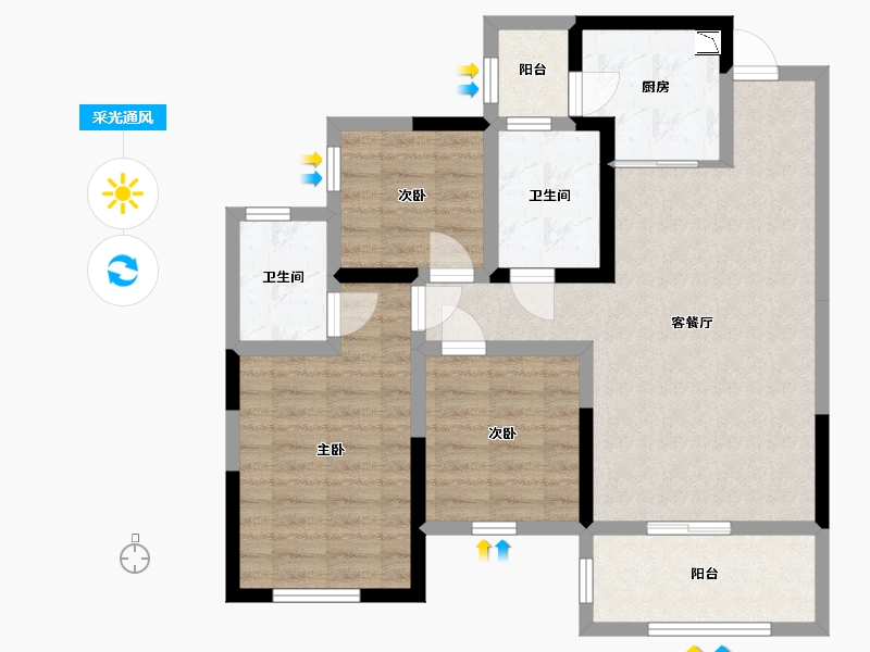 四川省-宜宾市-江畔华府-81.49-户型库-采光通风