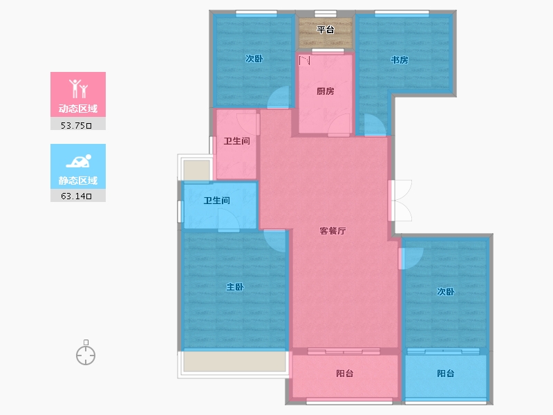 江苏省-扬州市-天瑞府-107.22-户型库-动静分区