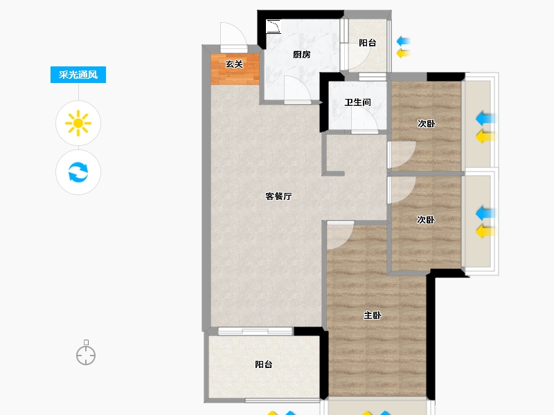 广西壮族自治区-柳州市-金科远道·集美天悦-67.06-户型库-采光通风