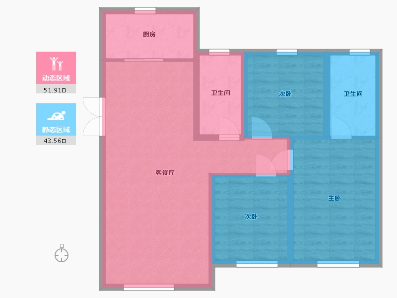 黑龙江省-大庆市-汇龙·玖玺首府-85.73-户型库-动静分区