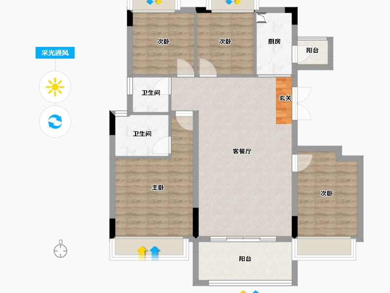 广西壮族自治区-柳州市-金科远道·集美天悦-95.34-户型库-采光通风