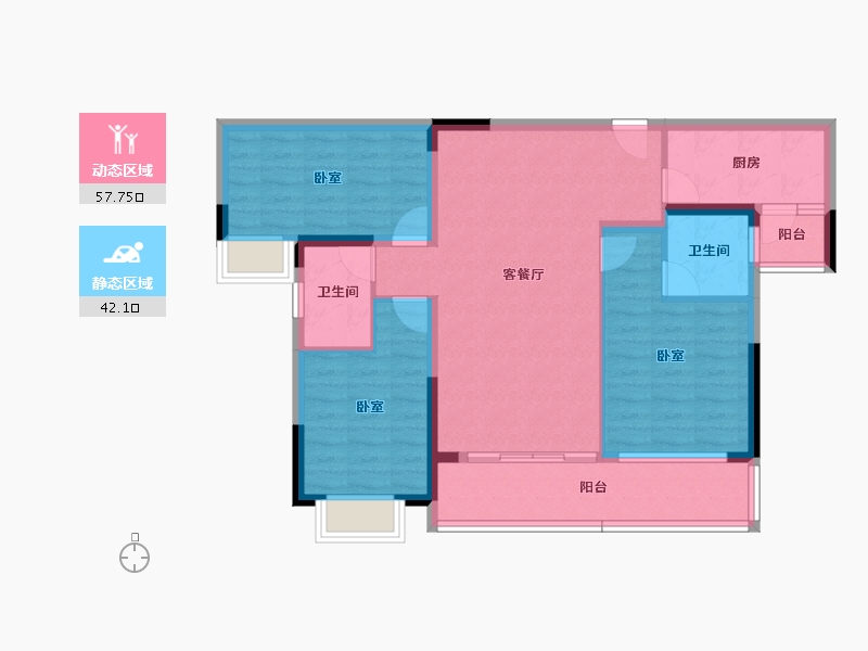 四川省-成都市-卓越云际-88.91-户型库-动静分区