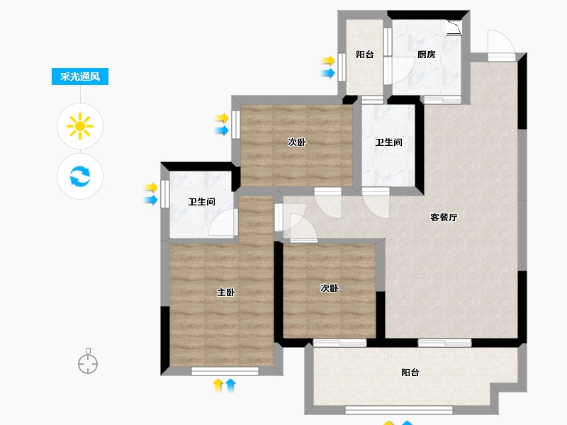 四川省-宜宾市-港腾龙栖湾-78.54-户型库-采光通风