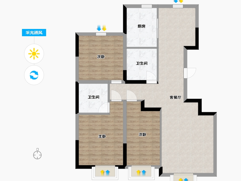 吉林省-长春市-恒大花溪谷-95.64-户型库-采光通风