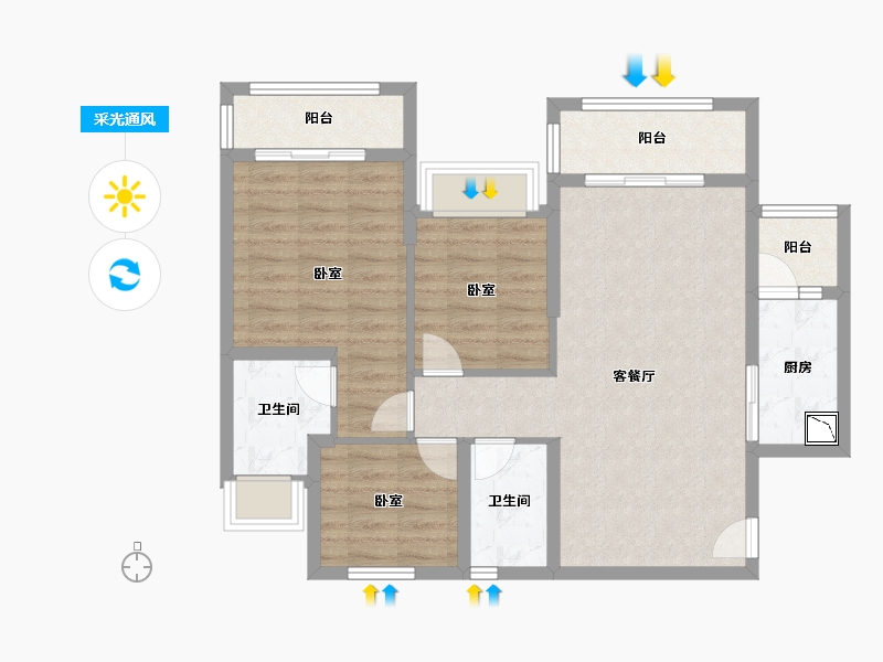 四川省-成都市-成发紫悦府-84.34-户型库-采光通风