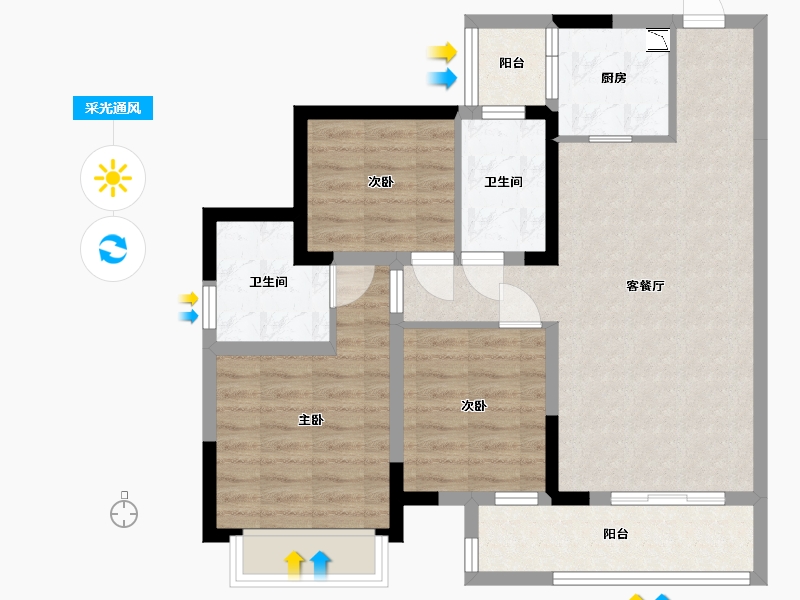 四川省-成都市-朗诗未来街区-79.66-户型库-采光通风