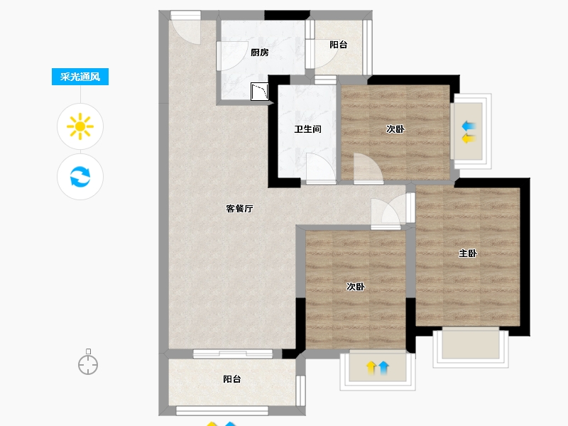 四川省-成都市-朗诗未来街区-66.89-户型库-采光通风