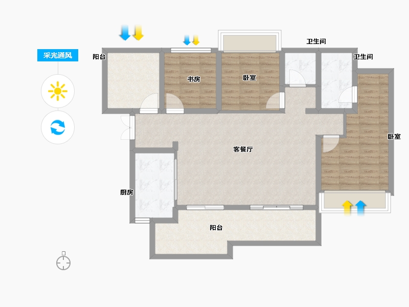 贵州省-贵阳市-贵阳经开吾悦广场-97.81-户型库-采光通风