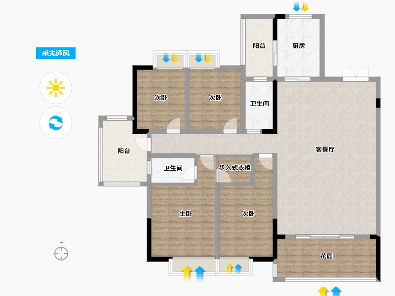 四川省-成都市-万和嘉苑-159.70-户型库-采光通风