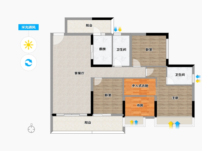 四川省-成都市-中德英伦世邦-124.00-户型库-采光通风