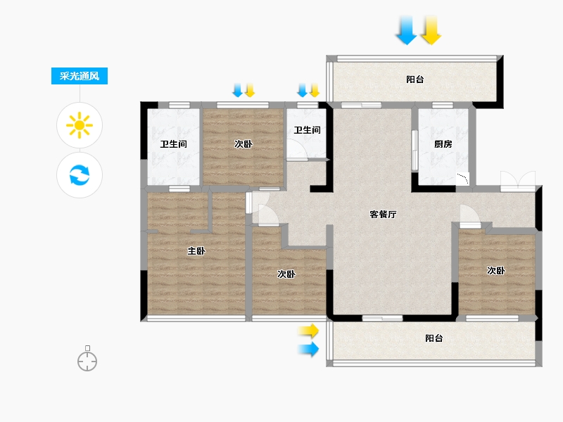 四川省-成都市-麓湖熙华天玺-119.99-户型库-采光通风