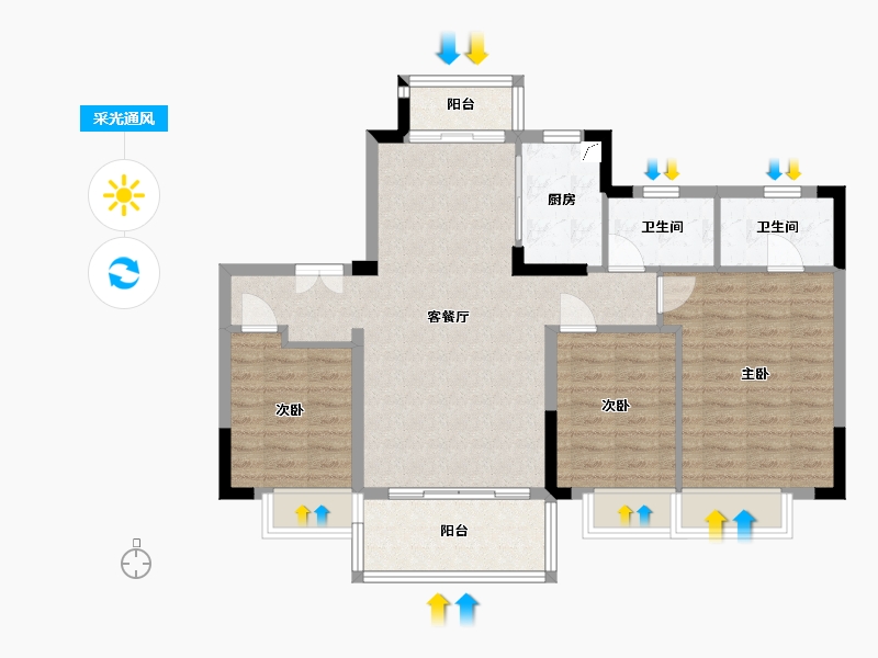 江西省-赣州市-澜山原著-89.76-户型库-采光通风