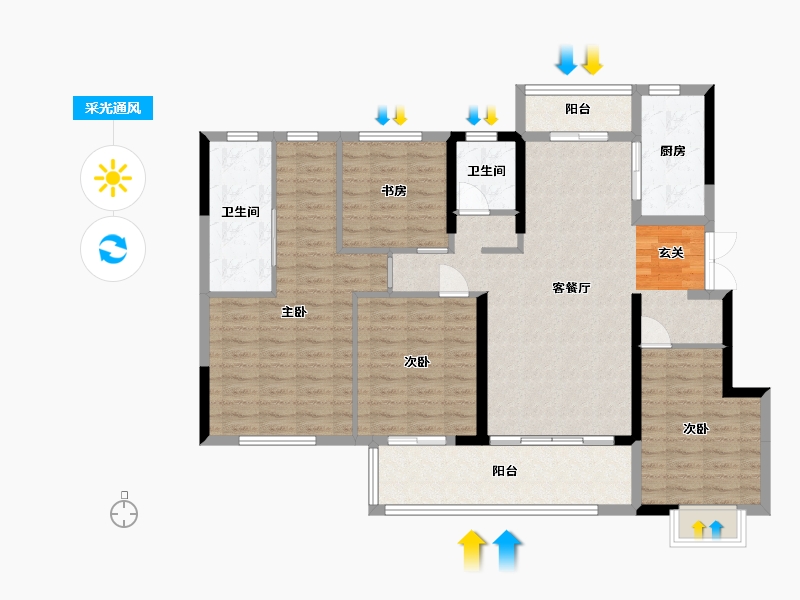 四川省-成都市-花样年大溪谷-117.59-户型库-采光通风