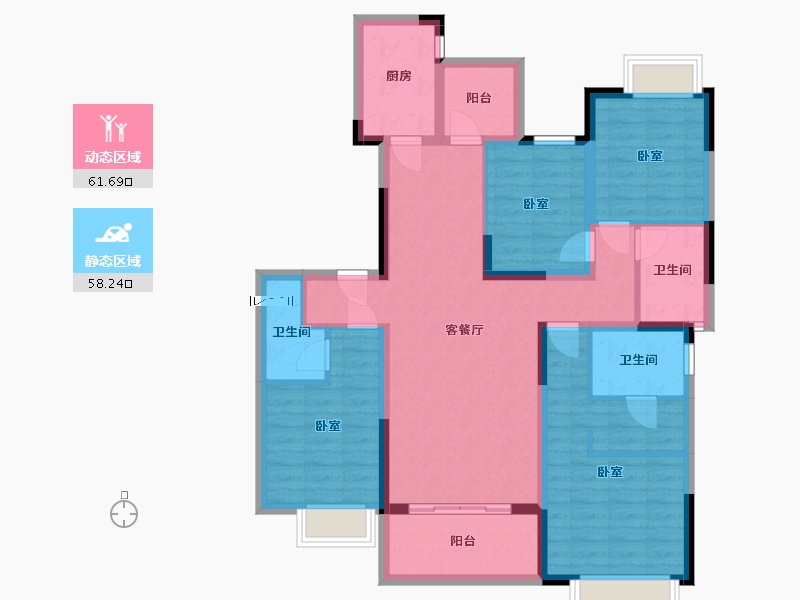 四川省-成都市-中海锦江城云璟-105.60-户型库-动静分区