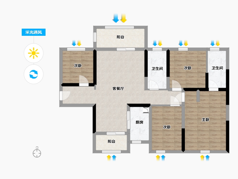 四川省-宜宾市-江畔华府-97.08-户型库-采光通风