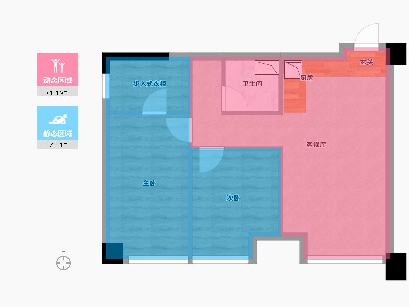 四川省-成都市-朗诗上林熙华府SOHO-51.83-户型库-动静分区