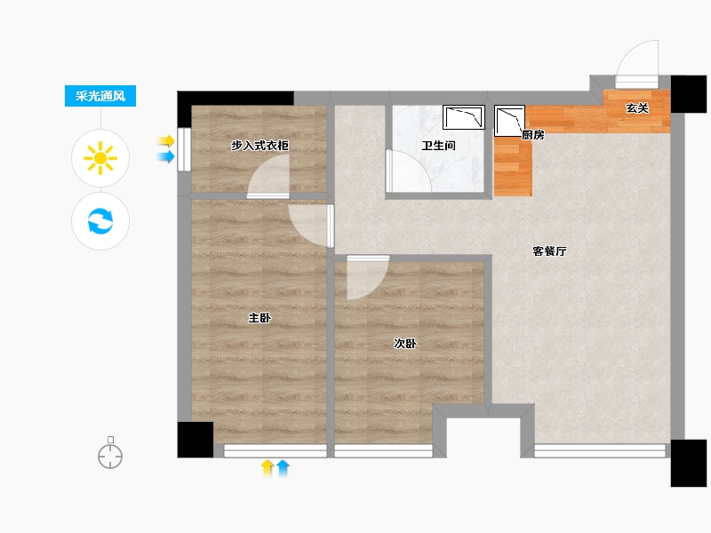 四川省-成都市-朗诗上林熙华府SOHO-51.83-户型库-采光通风