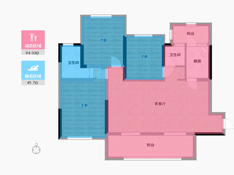 四川省-宜宾市-港腾龙栖湾-96.91-户型库-动静分区