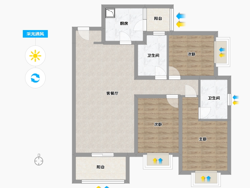 四川省-成都市-太阳公元-90.44-户型库-采光通风