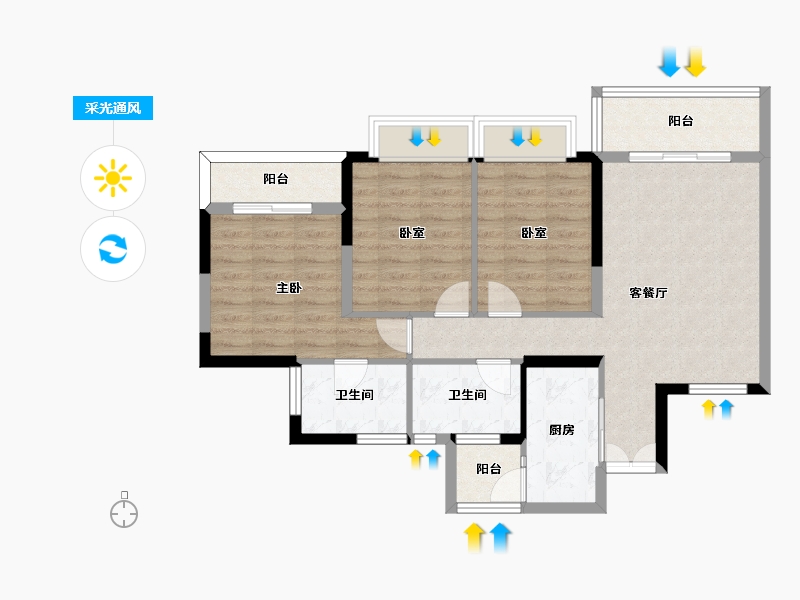 四川省-成都市-御景华府-80.82-户型库-采光通风