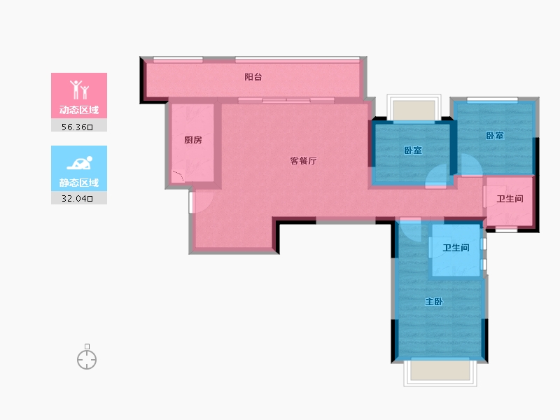 四川省-成都市-尊邸-77.34-户型库-动静分区