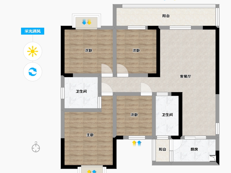 四川省-成都市-瑞和上院-93.15-户型库-采光通风