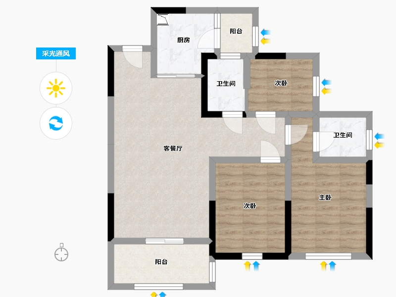 四川省-宜宾市-江畔华府-77.03-户型库-采光通风