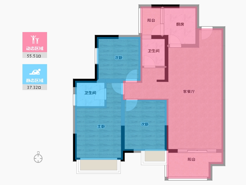 四川省-成都市-天和睿城-81.55-户型库-动静分区