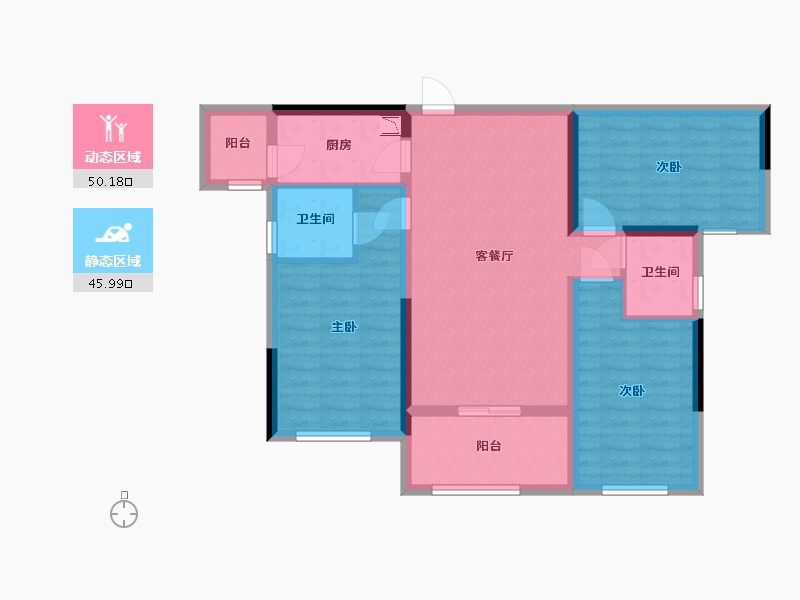 四川省-宜宾市-港腾龙栖湾-85.30-户型库-动静分区