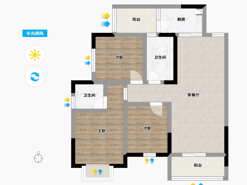 四川省-成都市-瑞和上院-76.25-户型库-采光通风