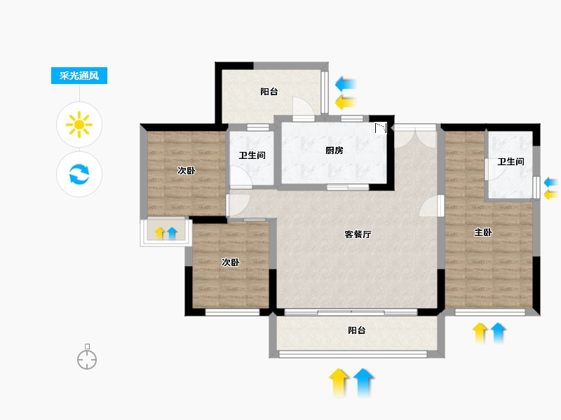 四川省-成都市-花样年大溪谷-93.73-户型库-采光通风