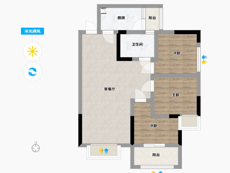 四川省-成都市-瑞和上院-64.40-户型库-采光通风