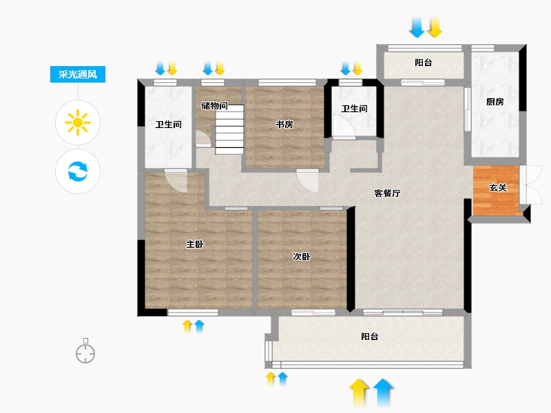 四川省-成都市-花样年大溪谷-103.49-户型库-采光通风