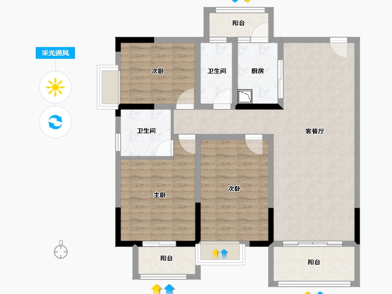 四川省-成都市-成金金语湾-100.87-户型库-采光通风