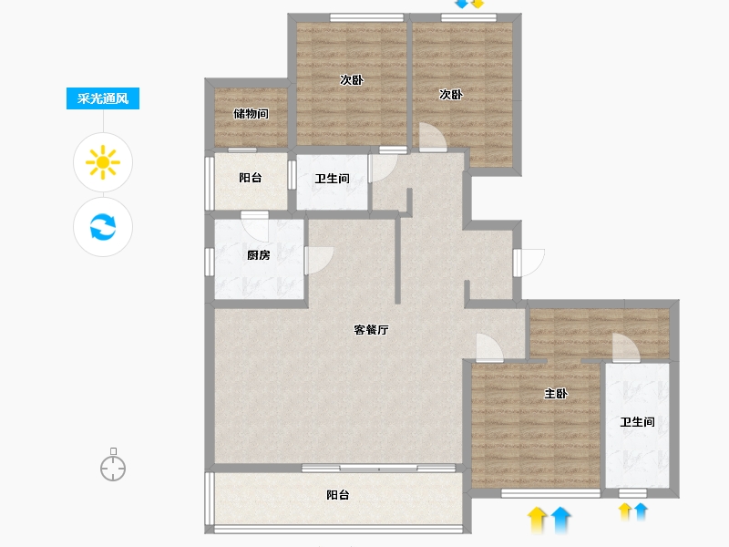 四川省-成都市-保利和光屿湖-124.67-户型库-采光通风