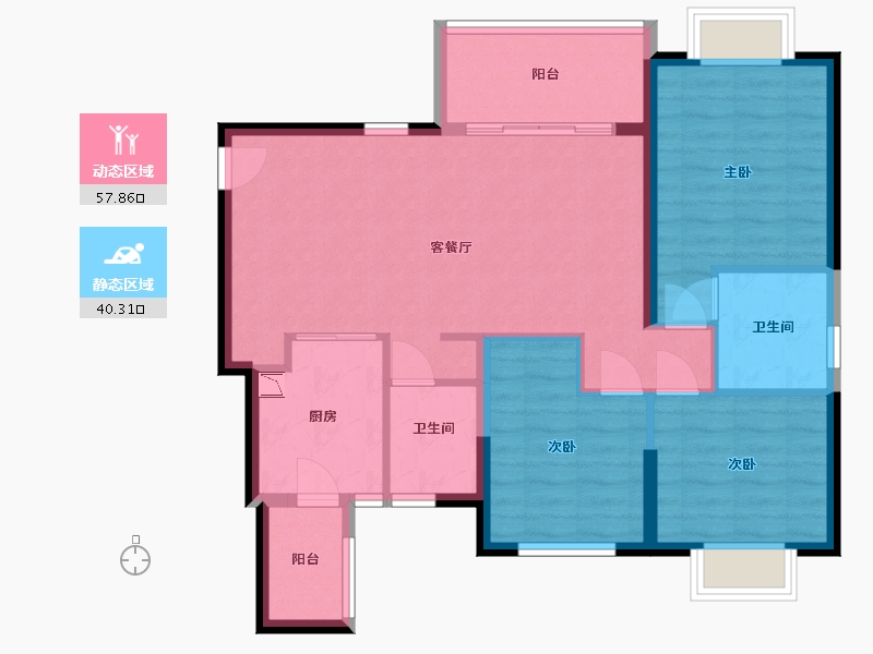 四川省-成都市-恒大金碧天下-87.97-户型库-动静分区