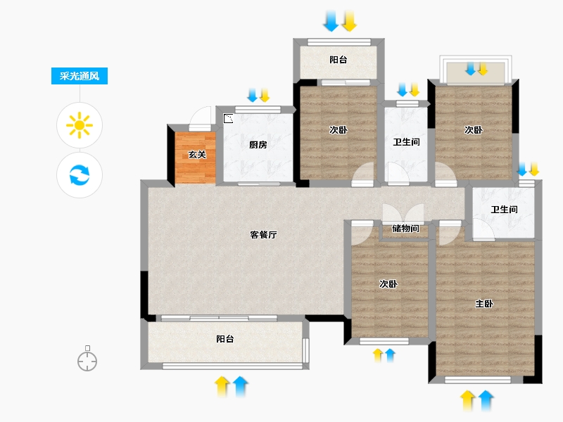 四川省-成都市-中交牧山美庐-116.05-户型库-采光通风