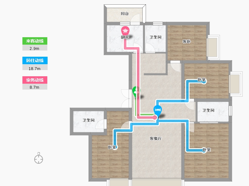 四川省-成都市-九龙仓时代小镇1号府邸-111.97-户型库-动静线