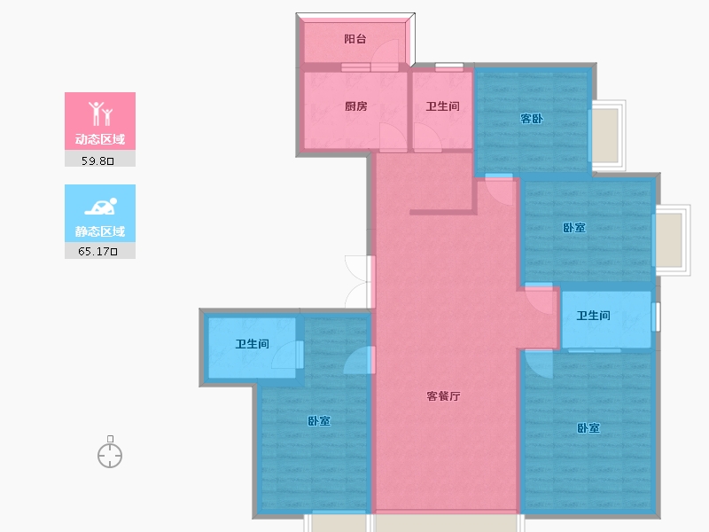 四川省-成都市-九龙仓时代小镇1号府邸-111.97-户型库-动静分区